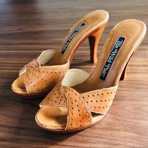 VINTAGE 70s 80s Wild Pair Leather Heels Sandals